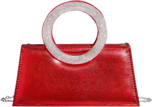 Milumia Women's Glitter Rhinestone Square Evening Handbags Top Handle Party Clutch Purse