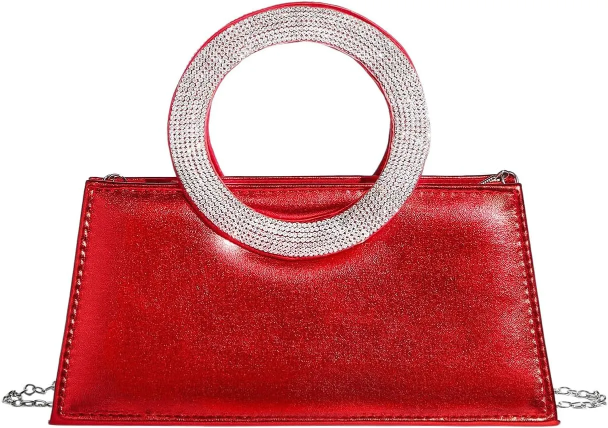 Milumia Women's Glitter Rhinestone Square Evening Handbags Top Handle Party Clutch Purse