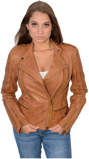 Milwaukee Leather SFL2820 Women's Quilted Black Lambskin Motorcycle Style Fashion Casual Leather Jacket
