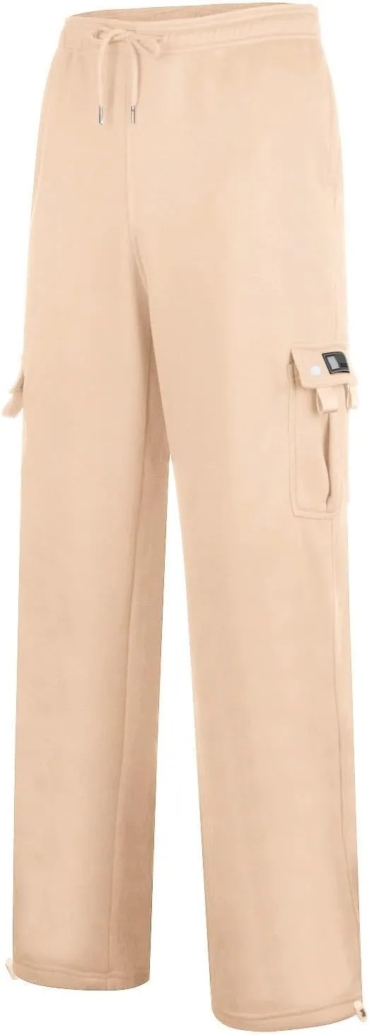 Muscularfit Mens Pants Straight Fit Solid Drawstring Stretch Waist Loose Straight Sweatpant Causal Fall Jogger Athletic Pants