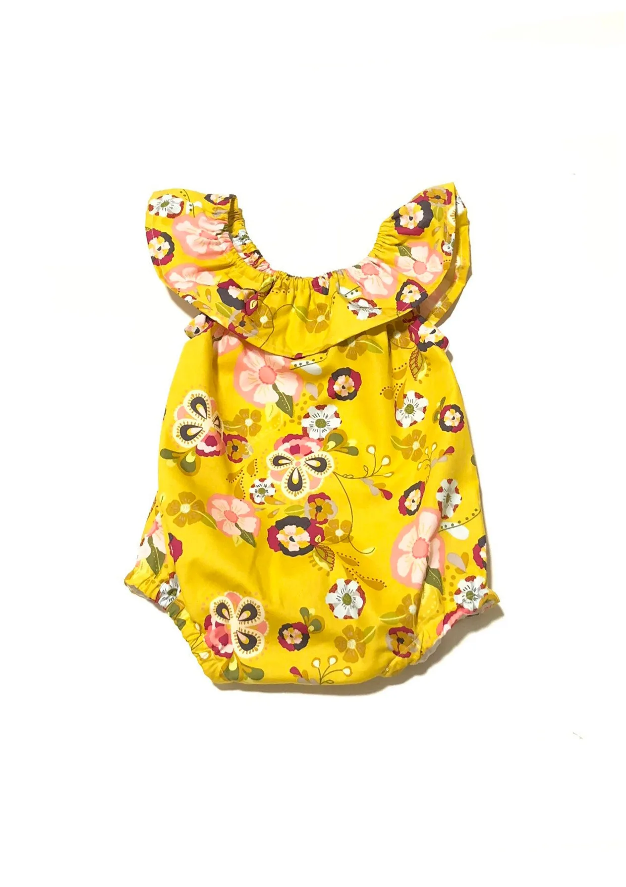 Mustard Yellow Boho Floral Romper