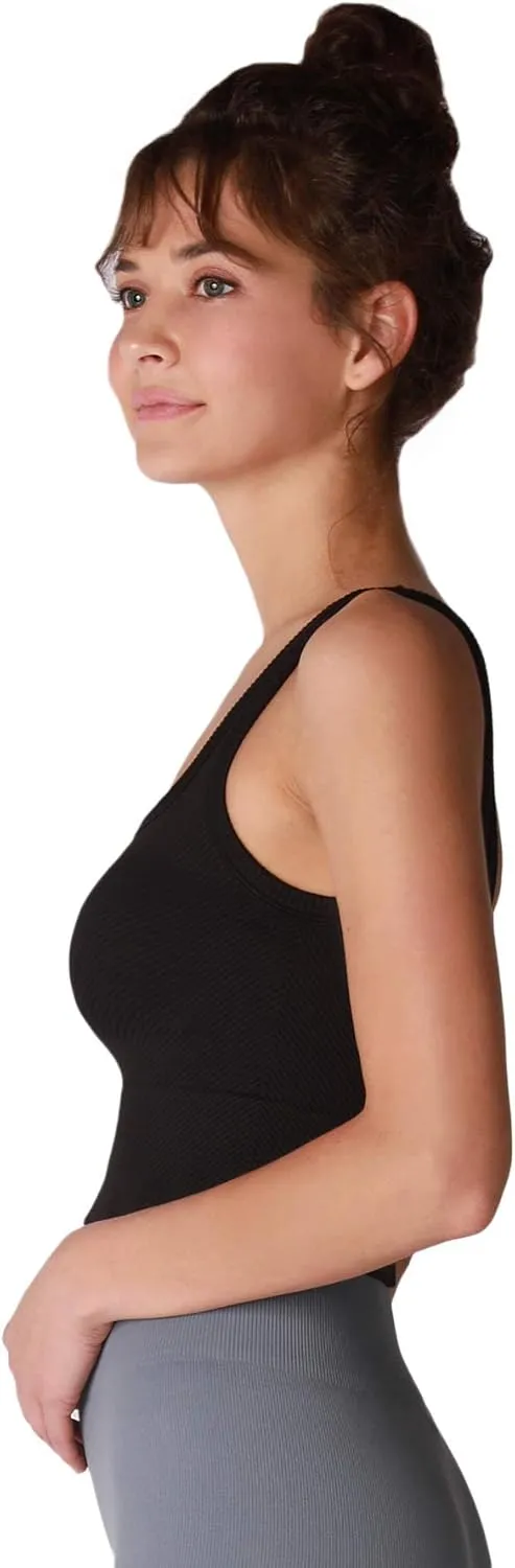 NIKIBIKI Women Seamless Chevron Ribbed Crop Top, Made in U.S.A, One Size