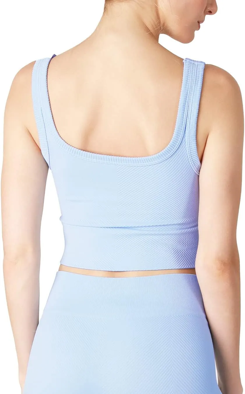 NIKIBIKI Women Seamless Chevron Ribbed Crop Top, Made in U.S.A, One Size