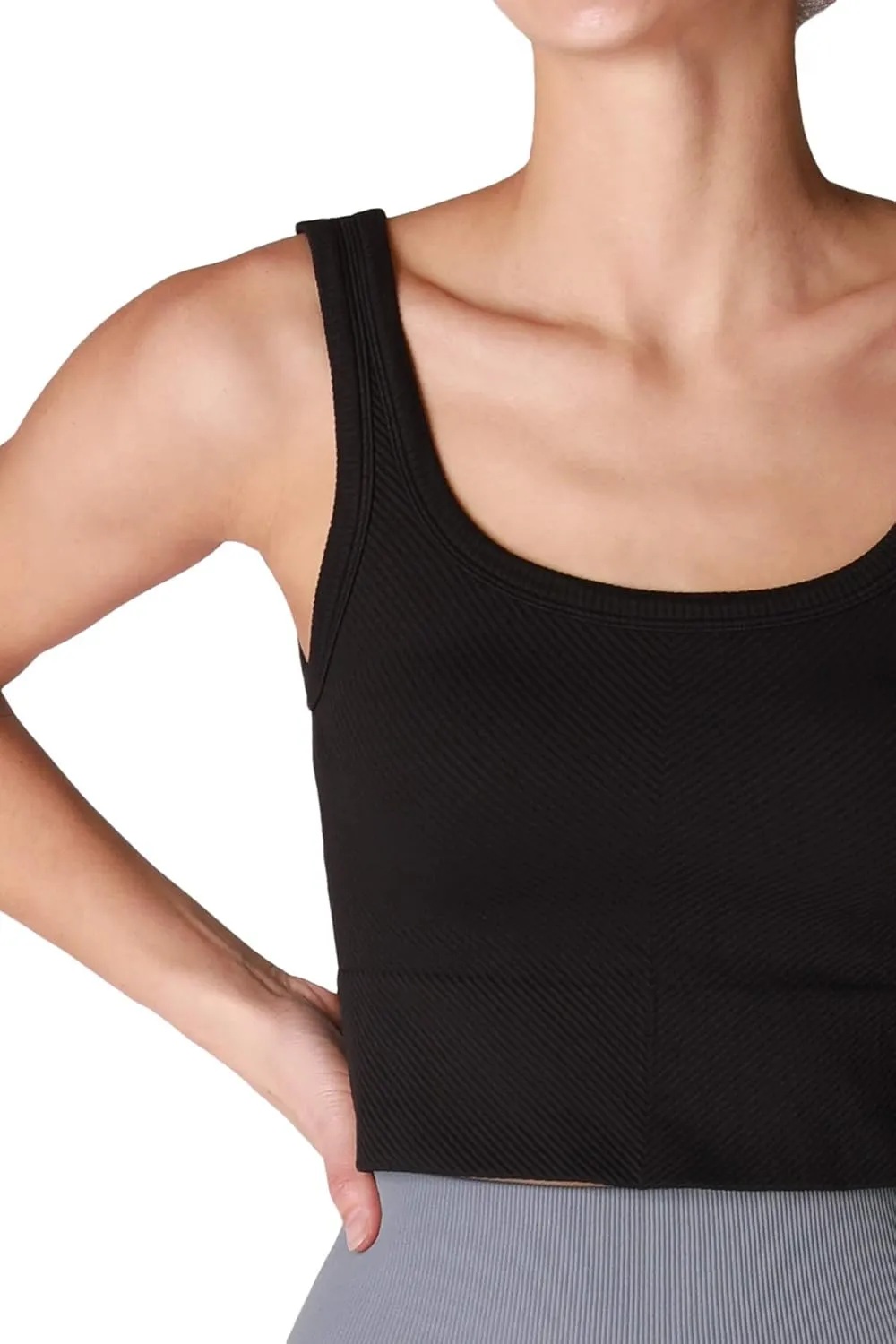 NIKIBIKI Women Seamless Chevron Ribbed Crop Top, Made in U.S.A, One Size