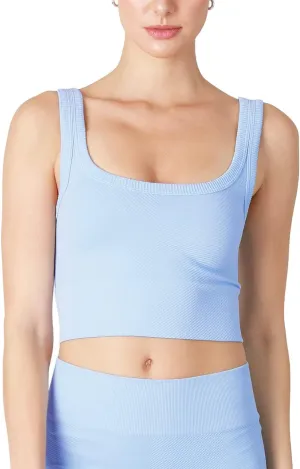 NIKIBIKI Women Seamless Chevron Ribbed Crop Top, Made in U.S.A, One Size