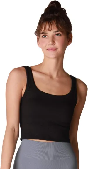 NIKIBIKI Women Seamless Chevron Ribbed Crop Top, Made in U.S.A, One Size
