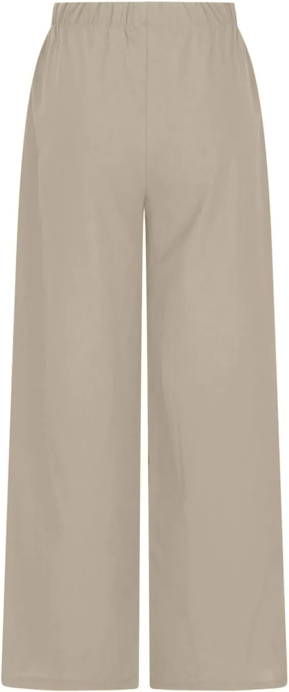 Oplxuo Women's Cotton Linen Palazzo Pants Summer Flowy Wide Leg Beach Trousers Drawstring Stretchy Lounge Pants with Pockets