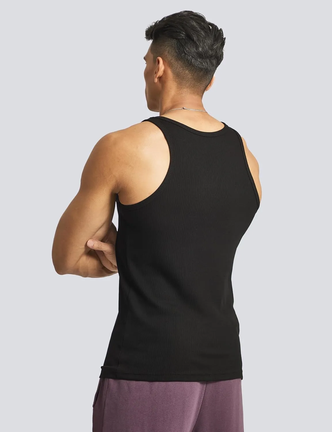 Ouber Men's Ribbed Gym Tank Top Fitness Workout Muscle Sleeveless Bodybuilding Shirt