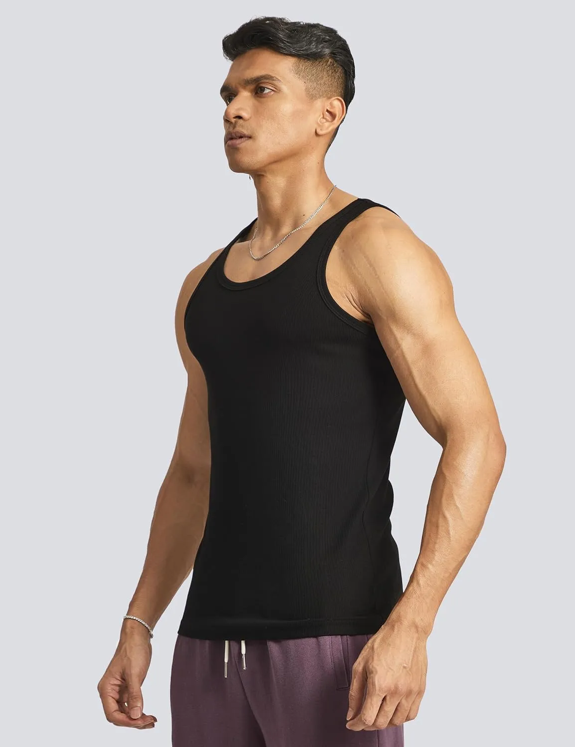 Ouber Men's Ribbed Gym Tank Top Fitness Workout Muscle Sleeveless Bodybuilding Shirt