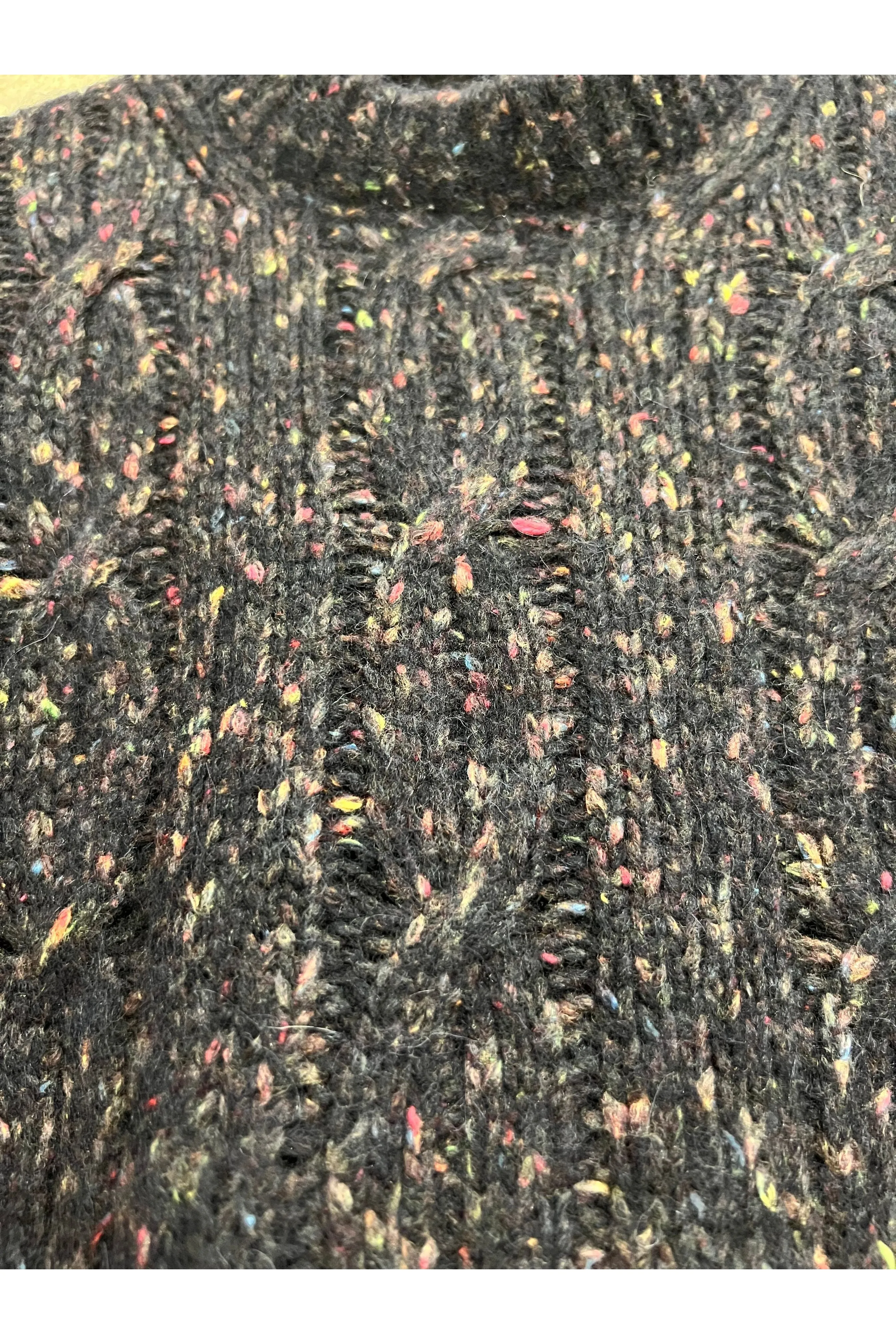 Over P's Cable Knit Donegal Sweater - Blue/Navy
