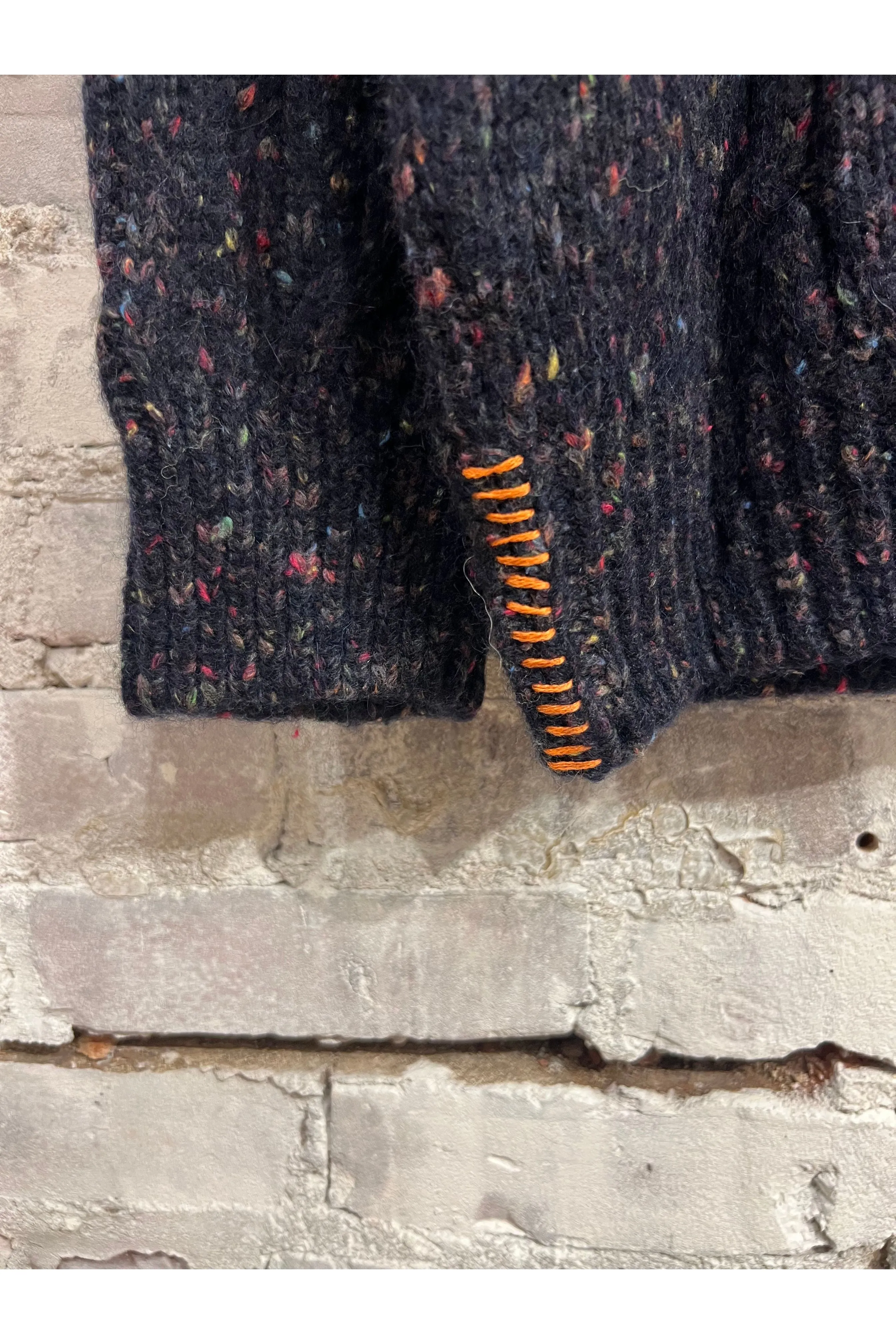 Over P's Cable Knit Donegal Sweater - Blue/Navy