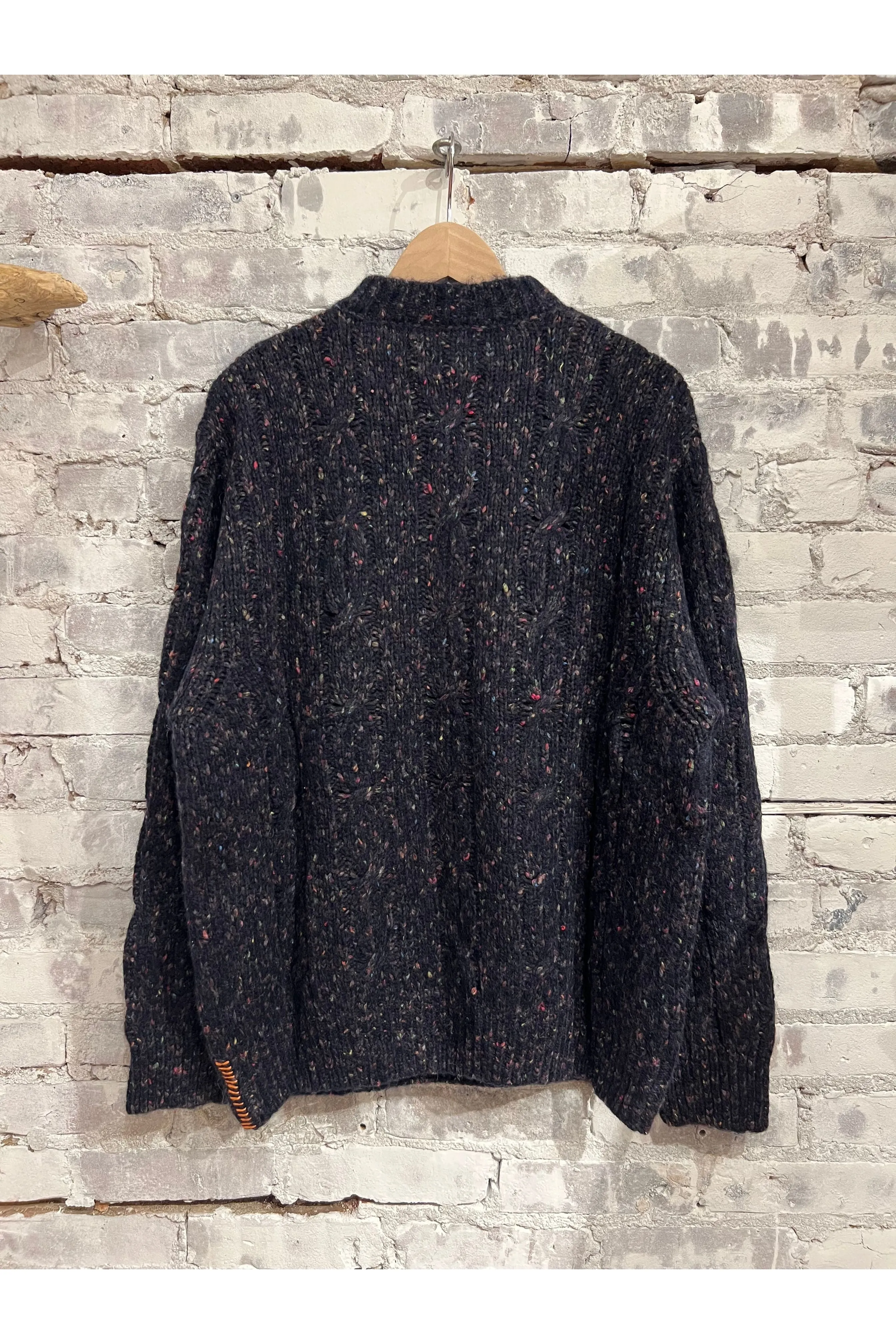 Over P's Cable Knit Donegal Sweater - Blue/Navy