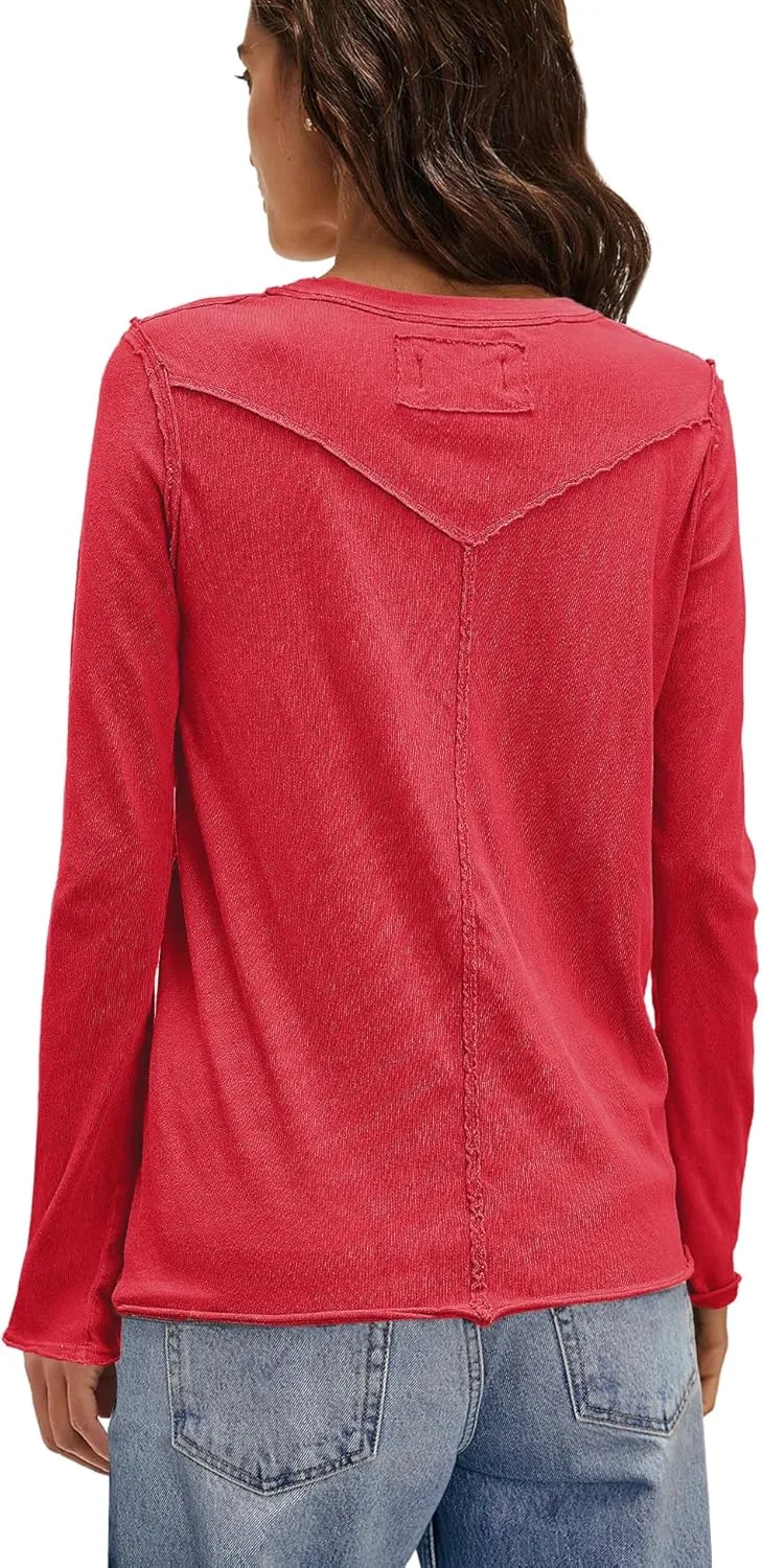 Panadila Womens Long Sleeve Crewneck Shirts Oversized Casual Pullover Tops Loose Fit Layering Top Spring Basic Tee