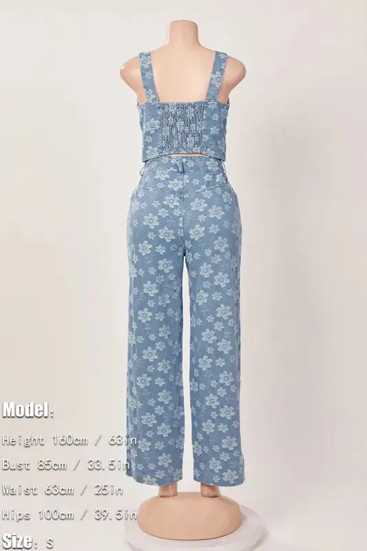 Pansy Denim Pant Set