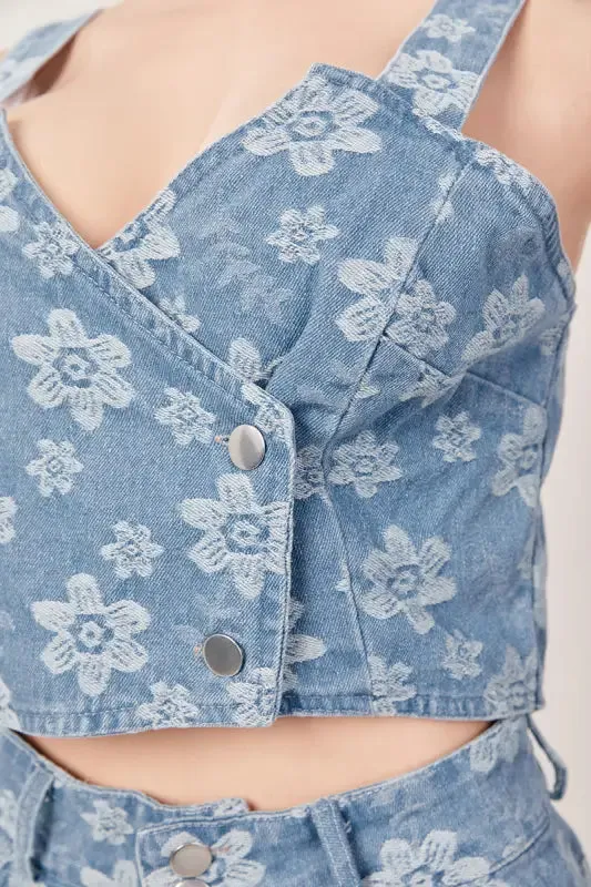 Pansy Denim Pant Set