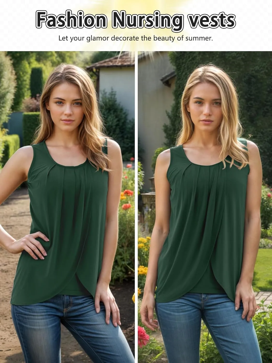 PARNIXS Summer Women's Maternity Nursing Tank Top Sleeveless Comfy Breastfeeding Clothes