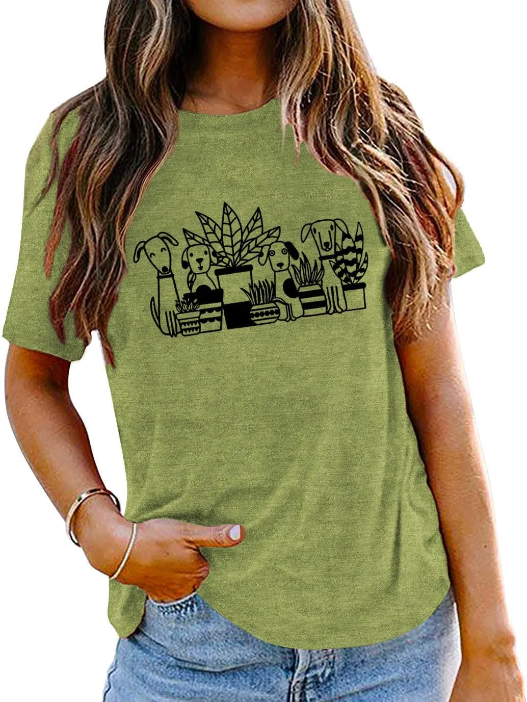 Plant Shirts for Women Dogs and Plants Lover Shirt Gardening Gifts Tee Funny Plant Mom Tops