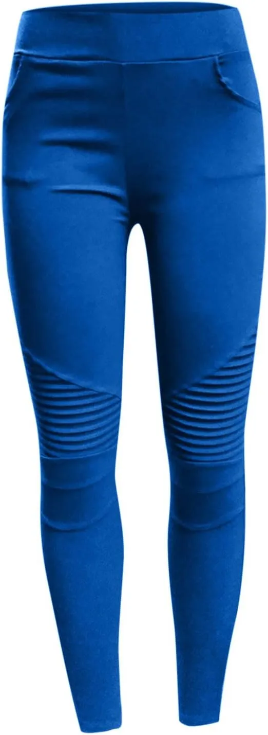 Plus Size Leggings for Women High Waisted Side Zipper Ruched Yoga Pants Casual Moto Biker Pull On Skinny Pants