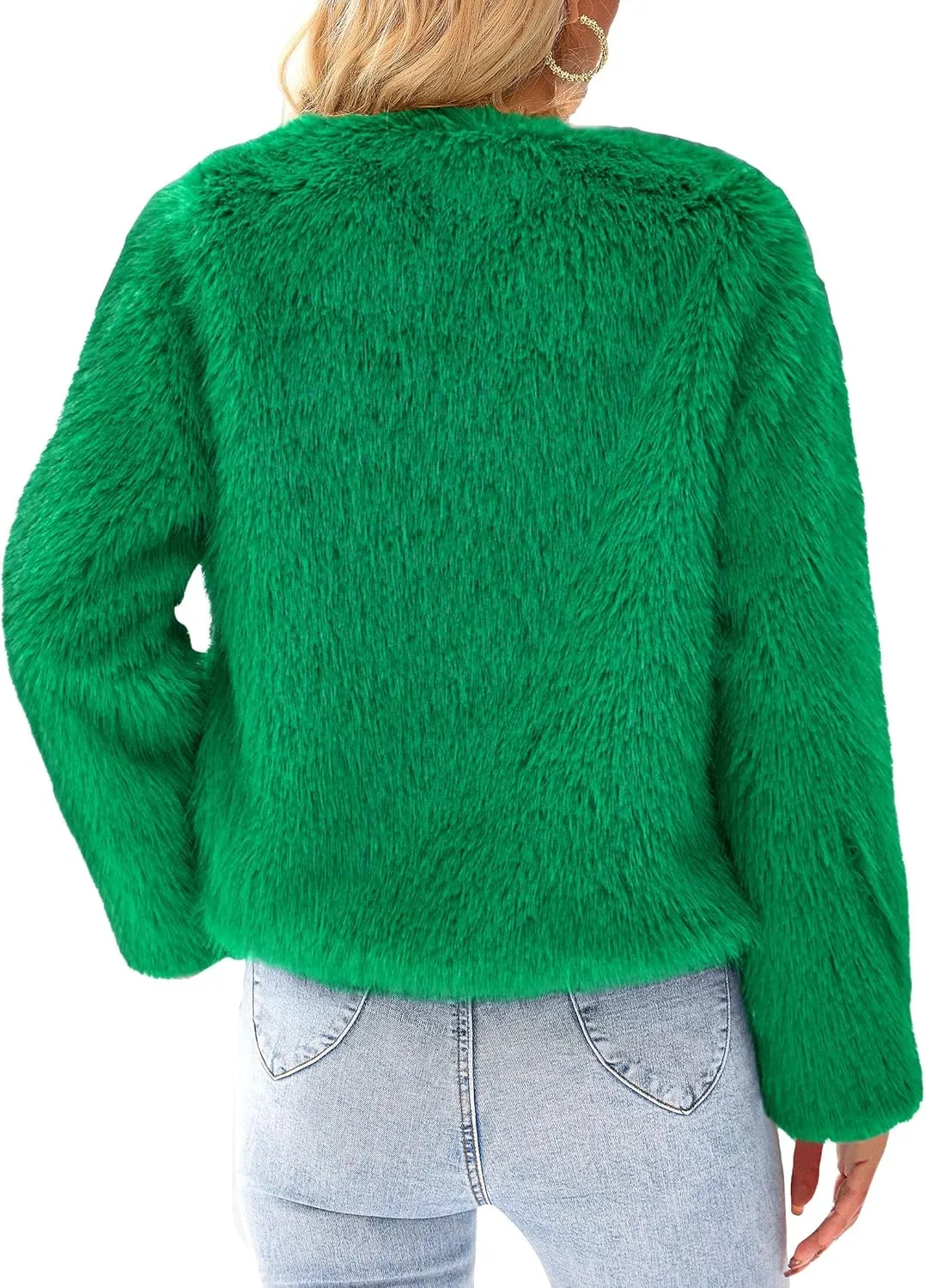 PRETTYGARDEN Women's 2025 Winter Coats Fleece Cropped Jacket Faux Fur Long Sleeve Pockets Shaggy Warm Outerwear Fall Clothes