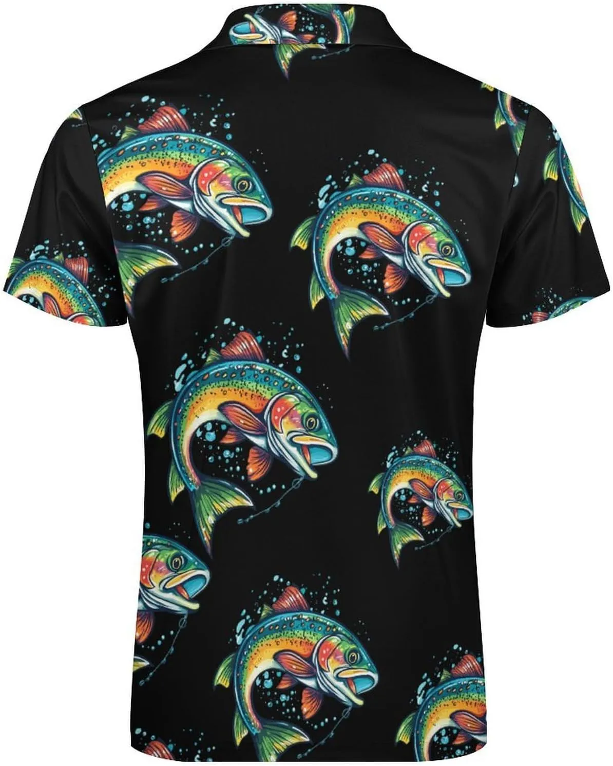 Rainbow Trout Print Mens Polo Shirts Quick Dry Short Sleeve Zip Up T-Shirt Tee Top