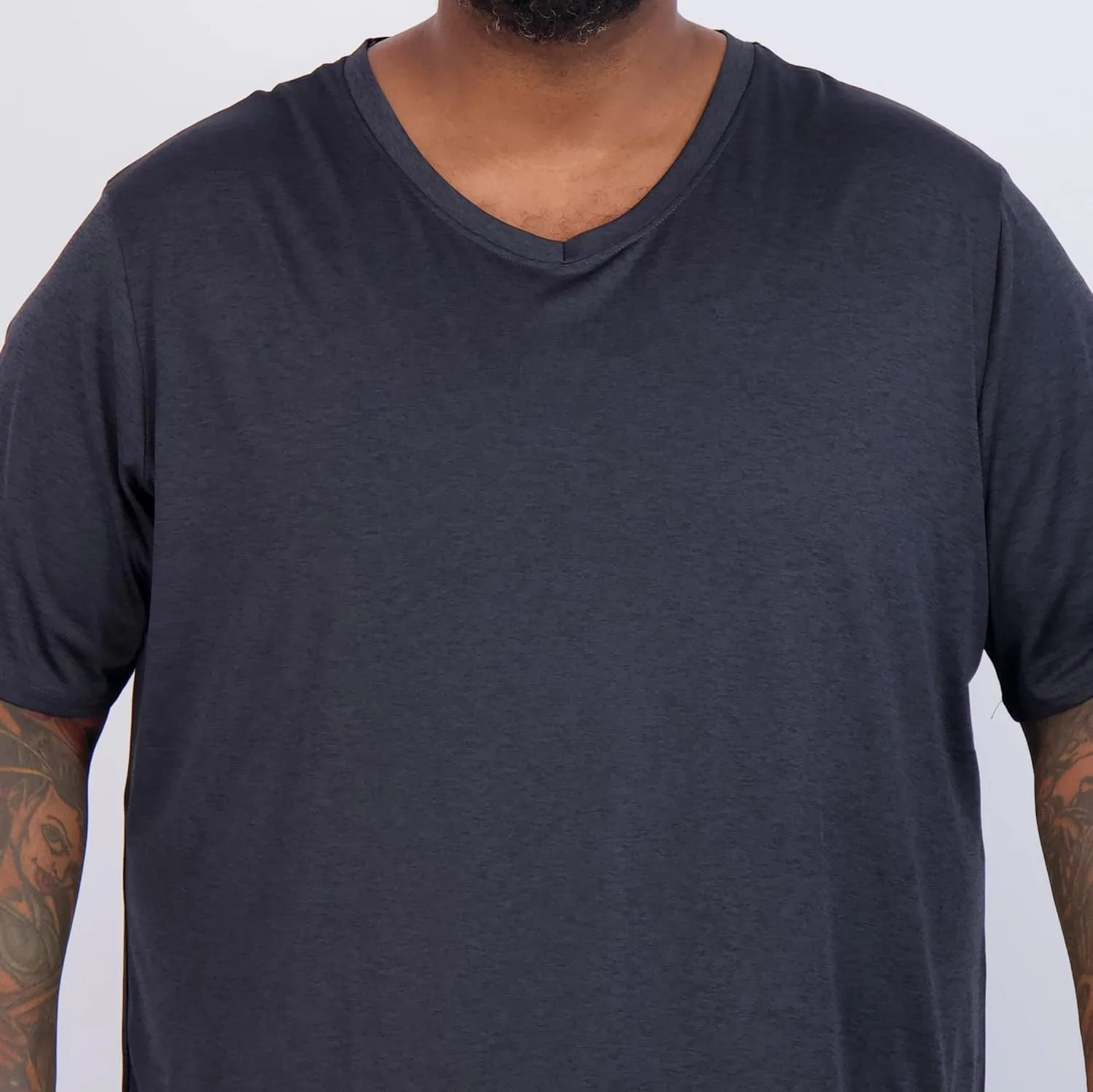 Real Essentials 3 Pack: Mens Big & Tall V-Neck Short-Sleeve Tech Stretch Dry-Fit T-Shirt (3X Tall-5X Tall)