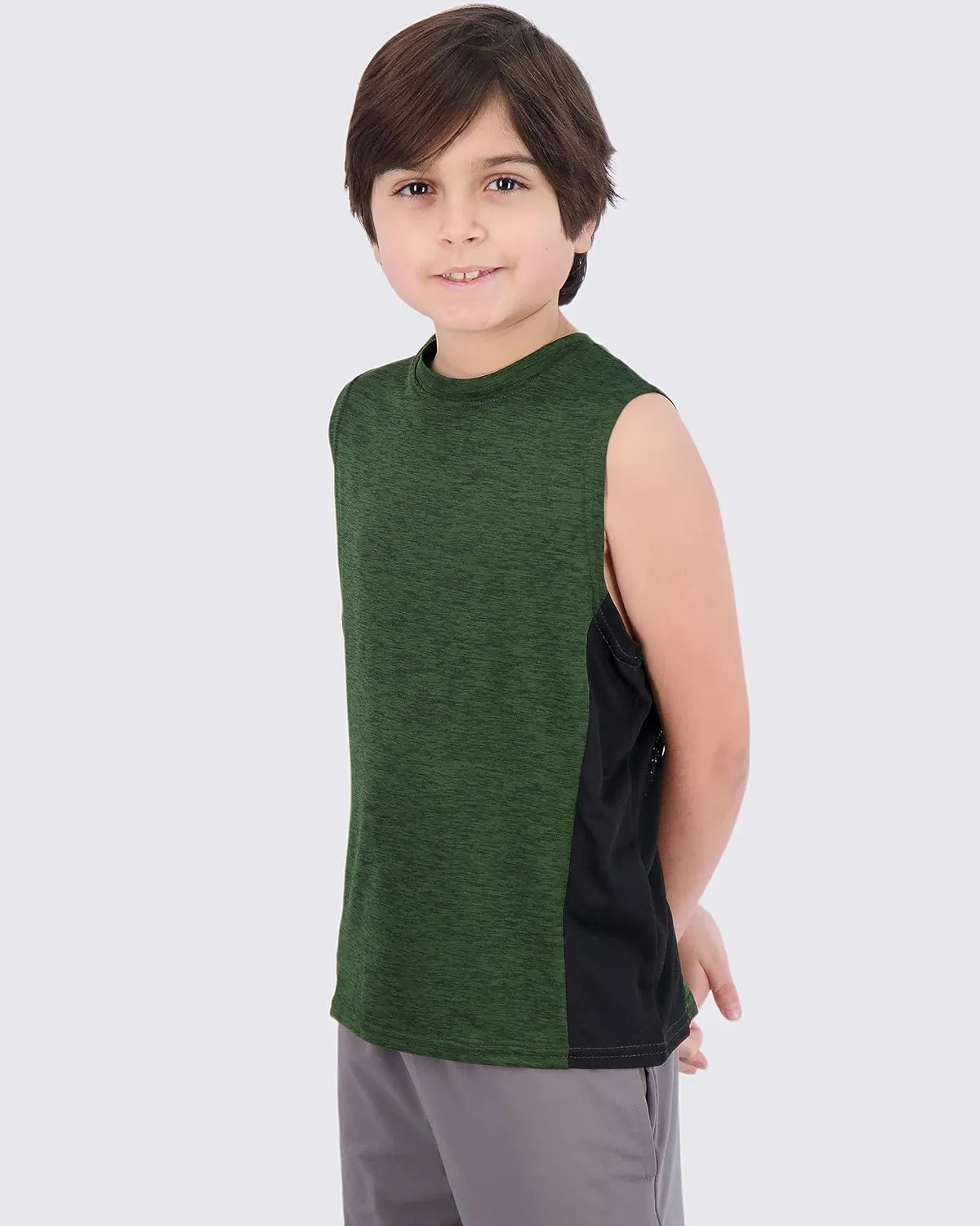 Real Essentials 5 Pack: Boys Dry-Fit Active Athletic Performance Tank Top