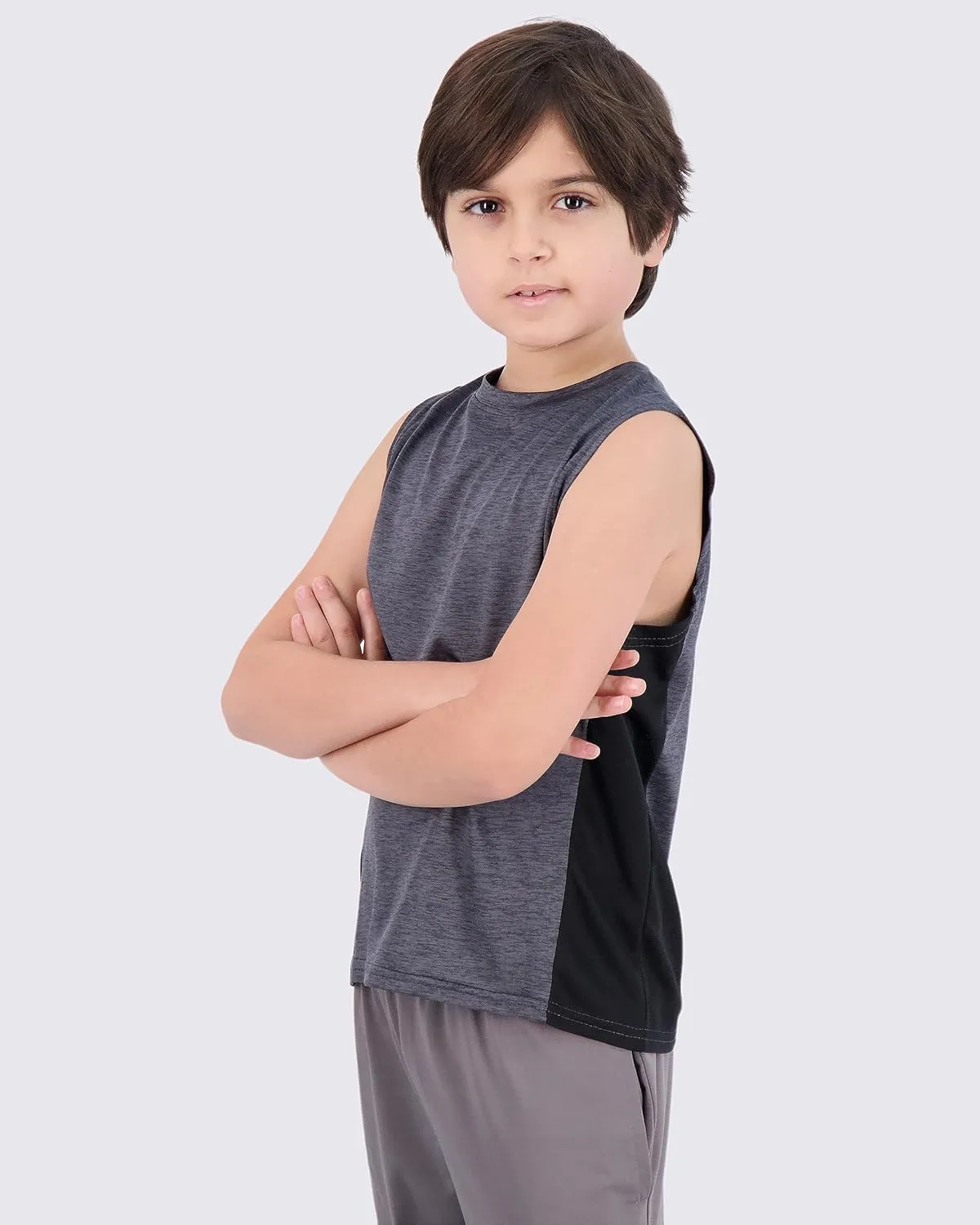Real Essentials 5 Pack: Boys Dry-Fit Active Athletic Performance Tank Top