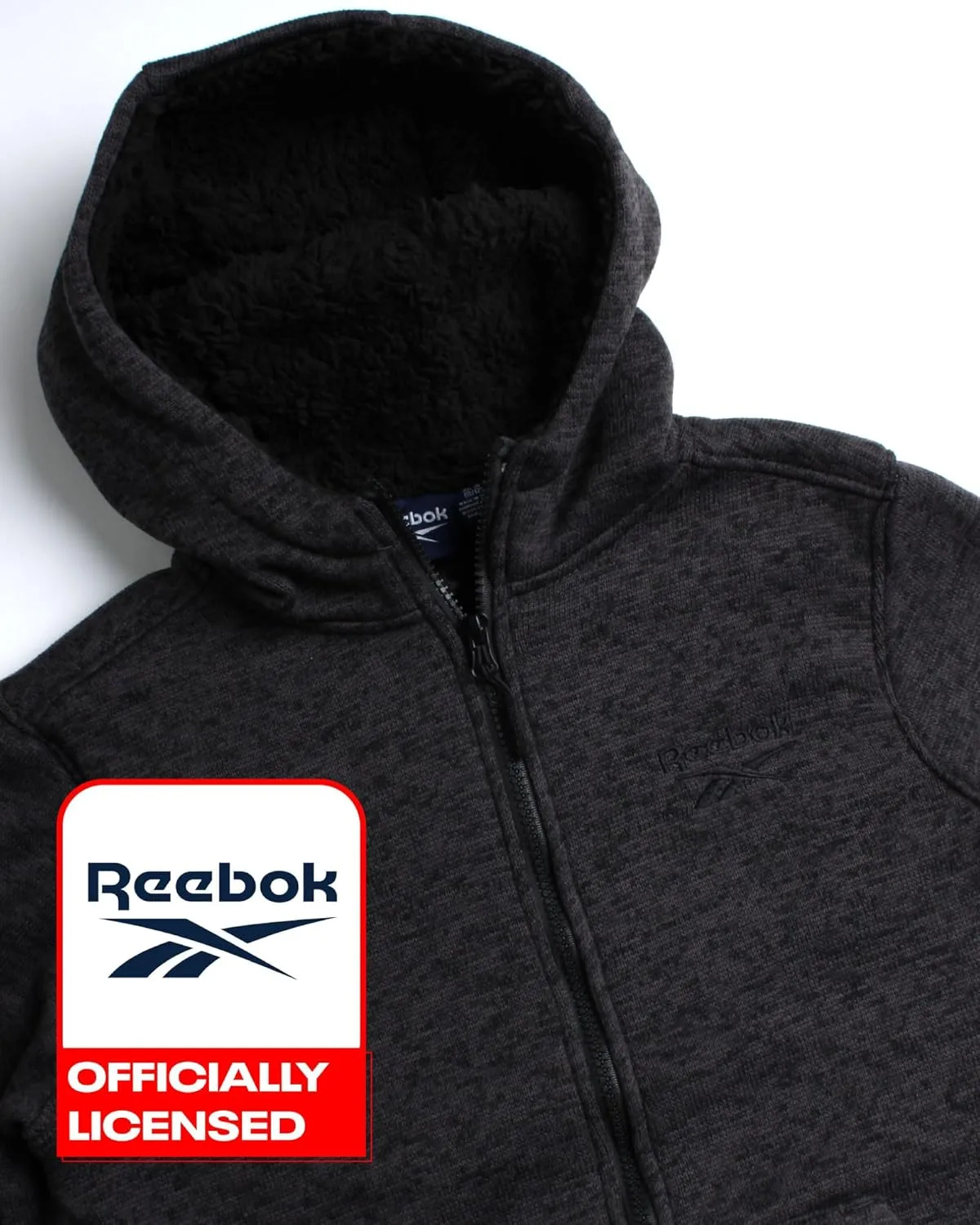 Reebok Boys Sweatshirt  Heavyweight Sherpa Lined Full Zip Sweater Fleece Jacket  Winter Hoodie Sweatshirt for Boys (8-20)