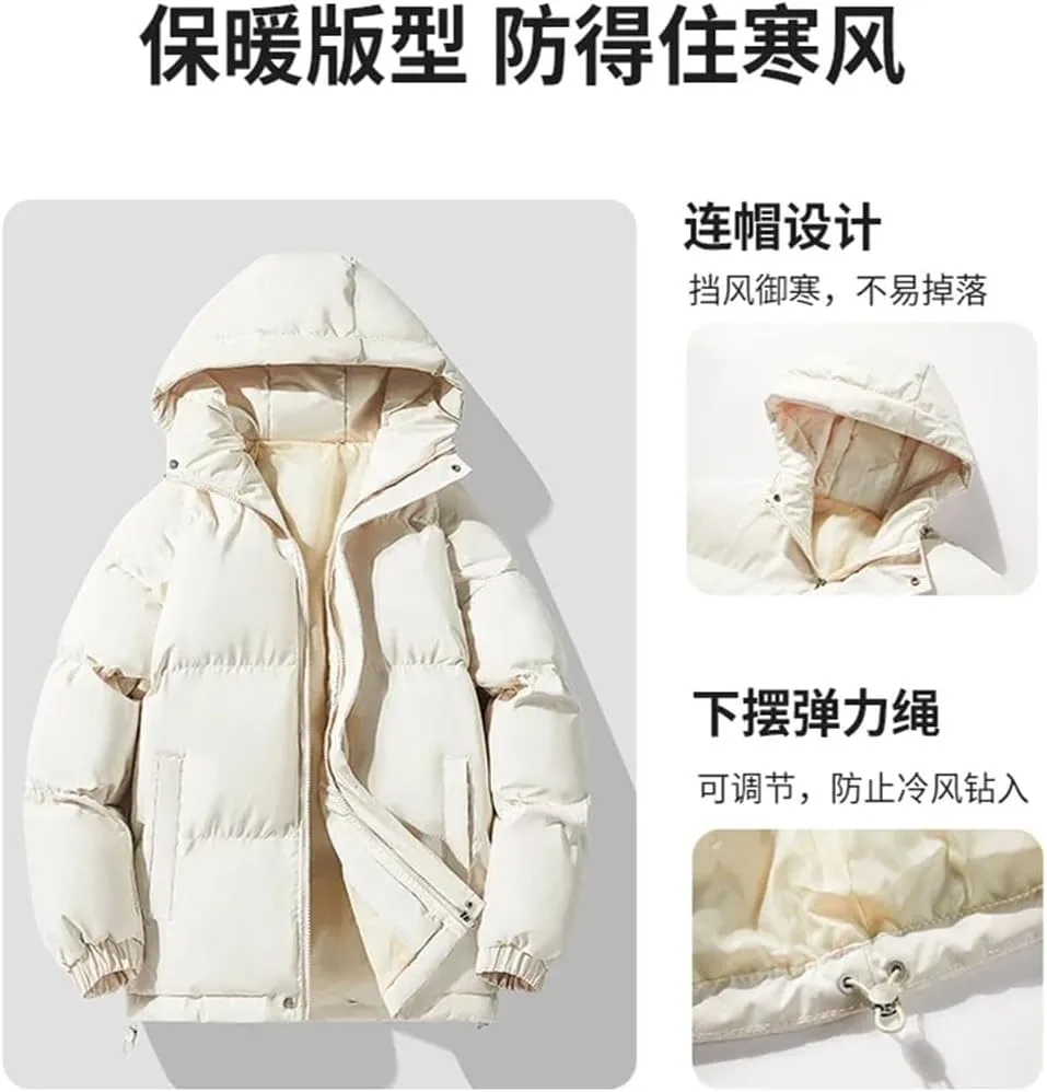 REHJJDFD Men's Hooded Warm Thick Parkas Casual Sports Jacket Men's Warm Jacket Cotton Padded Jacket