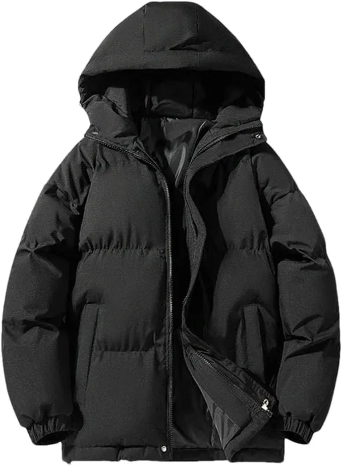 REHJJDFD Men's Hooded Warm Thick Parkas Casual Sports Jacket Men's Warm Jacket Cotton Padded Jacket