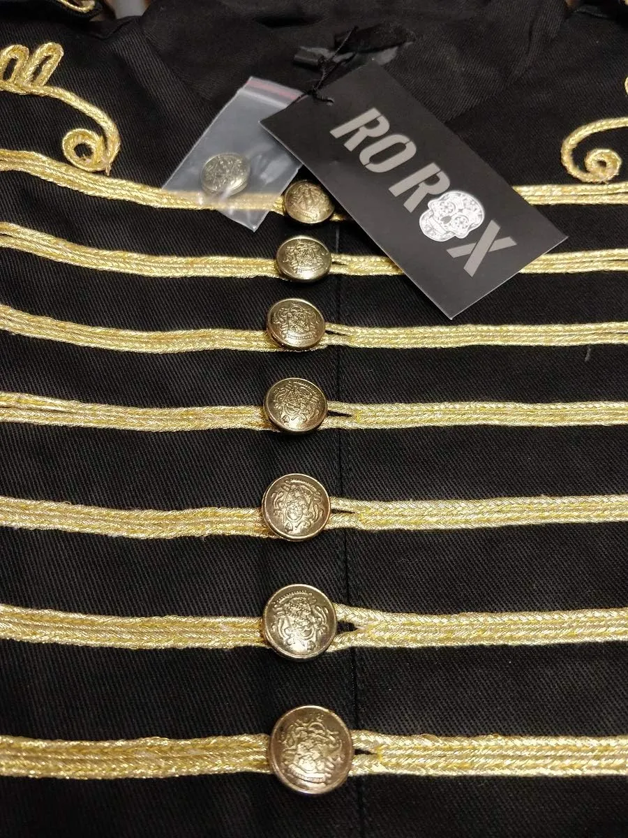 Ro Rox Steampunk Napoleon Sleeveless Military Drummer Parade Jackets for Themed Parties, Cosplay Events, Halloween