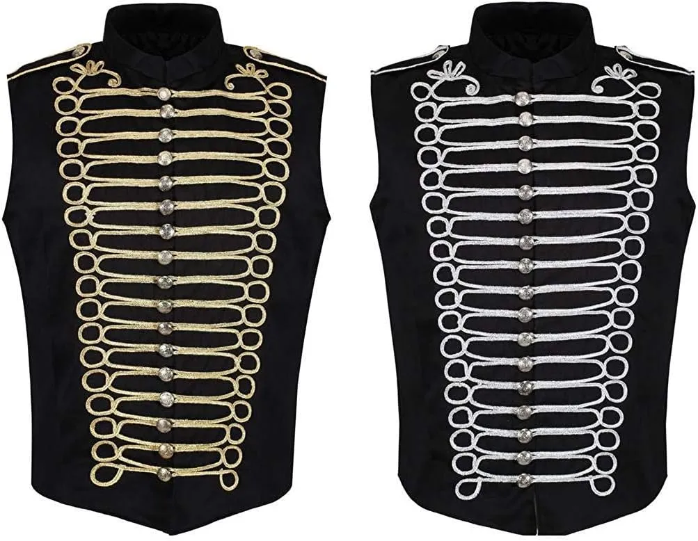 Ro Rox Steampunk Napoleon Sleeveless Military Drummer Parade Jackets for Themed Parties, Cosplay Events, Halloween