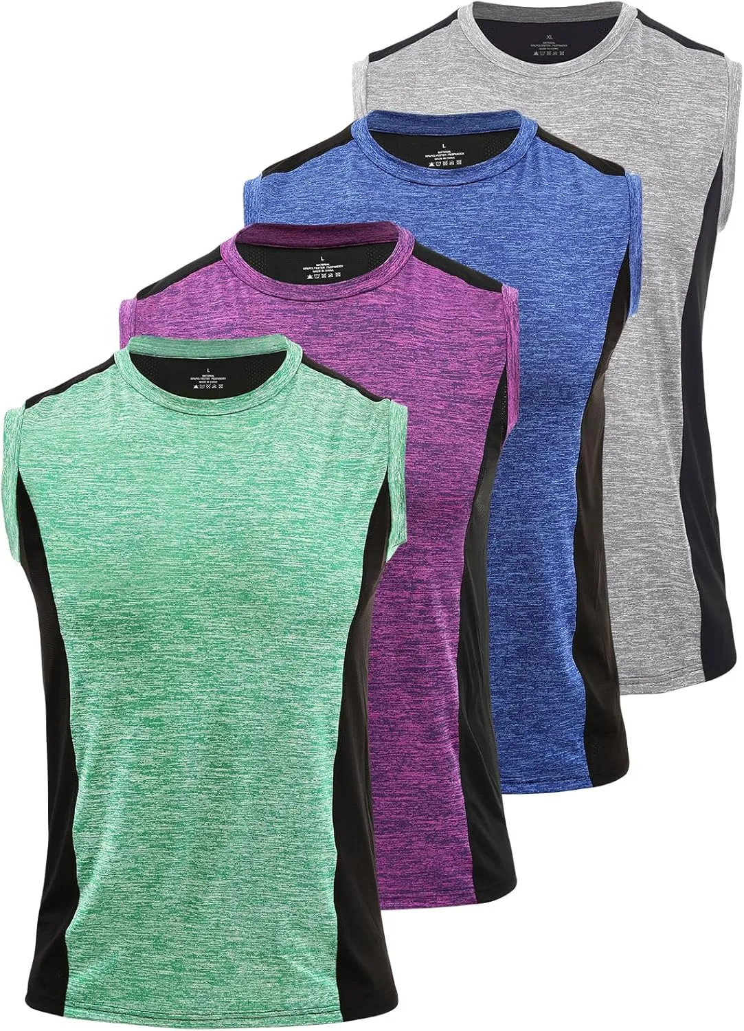 Rosyline Men's 4 Pack Workout Tank Tops Quick Dry Gym Muscle Tee Bodybuilding Fitness Sleeveless Shirts