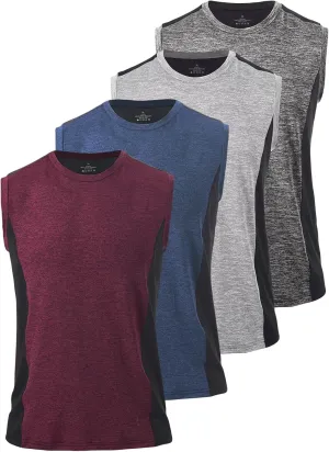 Rosyline Men's 4 Pack Workout Tank Tops Quick Dry Gym Muscle Tee Bodybuilding Fitness Sleeveless Shirts