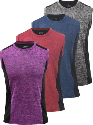 Rosyline Men's 4 Pack Workout Tank Tops Quick Dry Gym Muscle Tee Bodybuilding Fitness Sleeveless Shirts