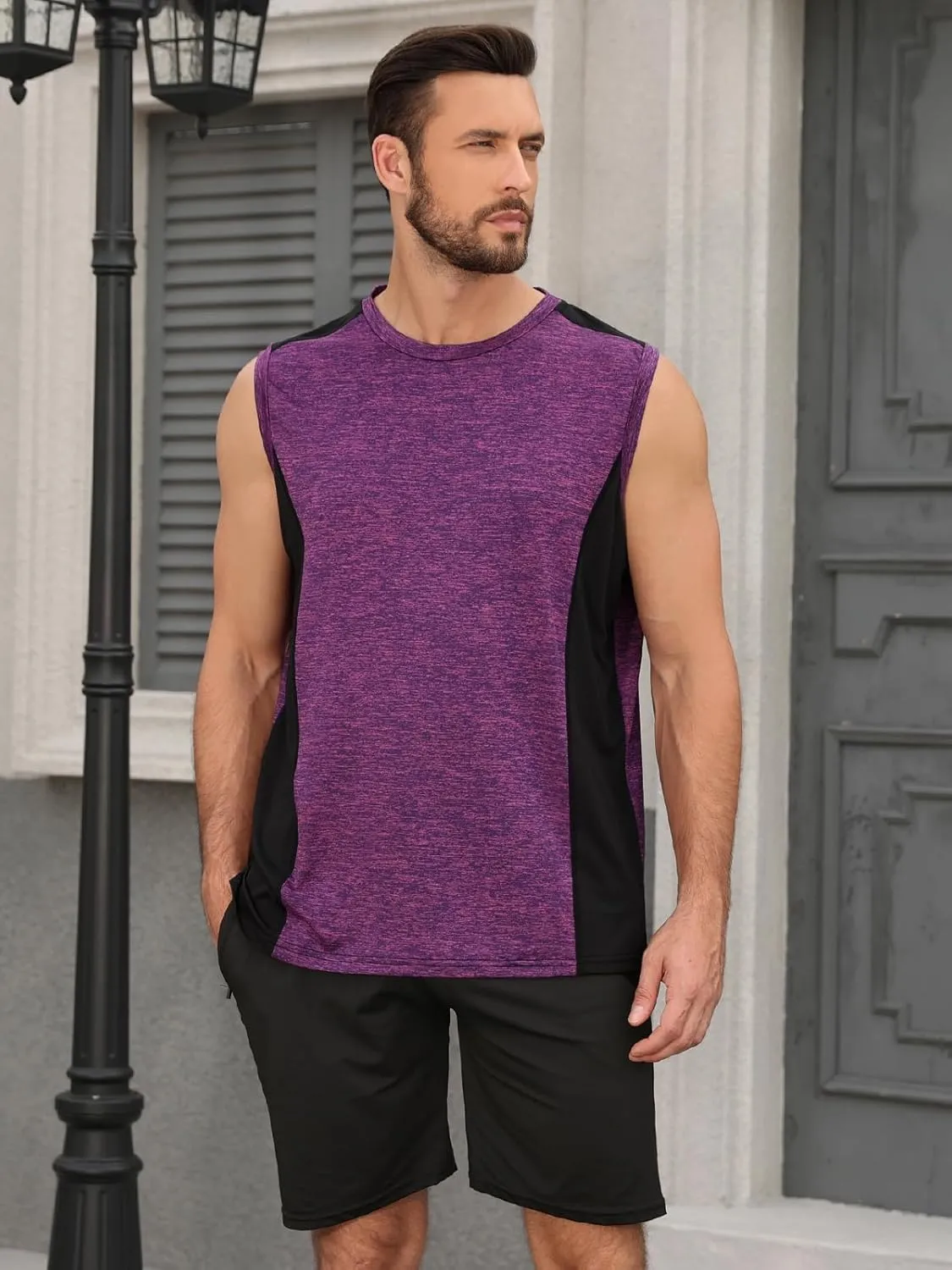 Rosyline Men's 4 Pack Workout Tank Tops Quick Dry Gym Muscle Tee Bodybuilding Fitness Sleeveless Shirts