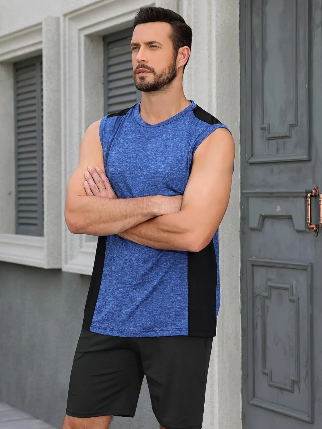 Rosyline Men's 4 Pack Workout Tank Tops Quick Dry Gym Muscle Tee Bodybuilding Fitness Sleeveless Shirts