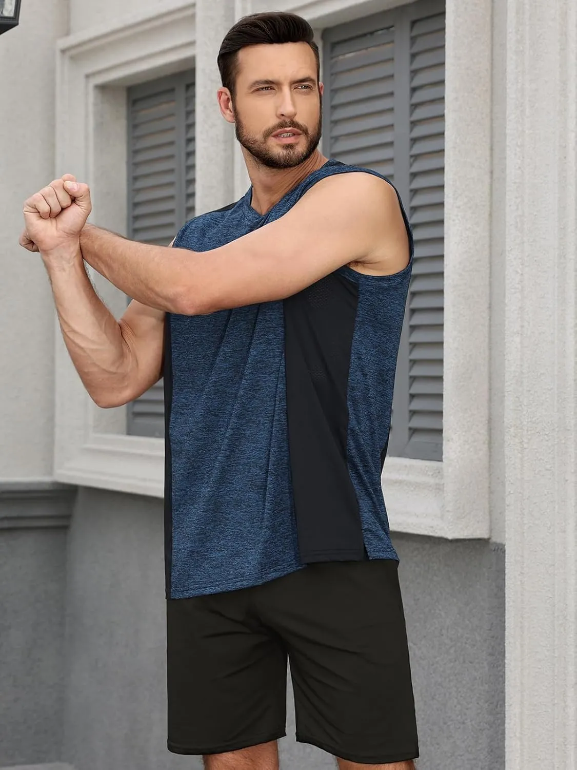 Rosyline Men's 4 Pack Workout Tank Tops Quick Dry Gym Muscle Tee Bodybuilding Fitness Sleeveless Shirts