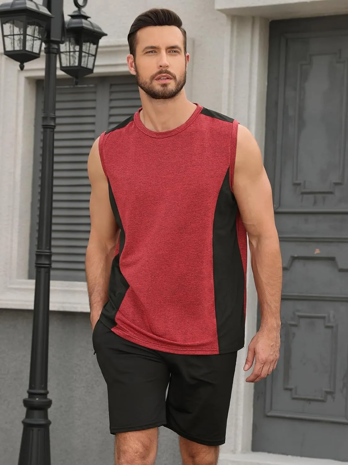 Rosyline Men's 4 Pack Workout Tank Tops Quick Dry Gym Muscle Tee Bodybuilding Fitness Sleeveless Shirts