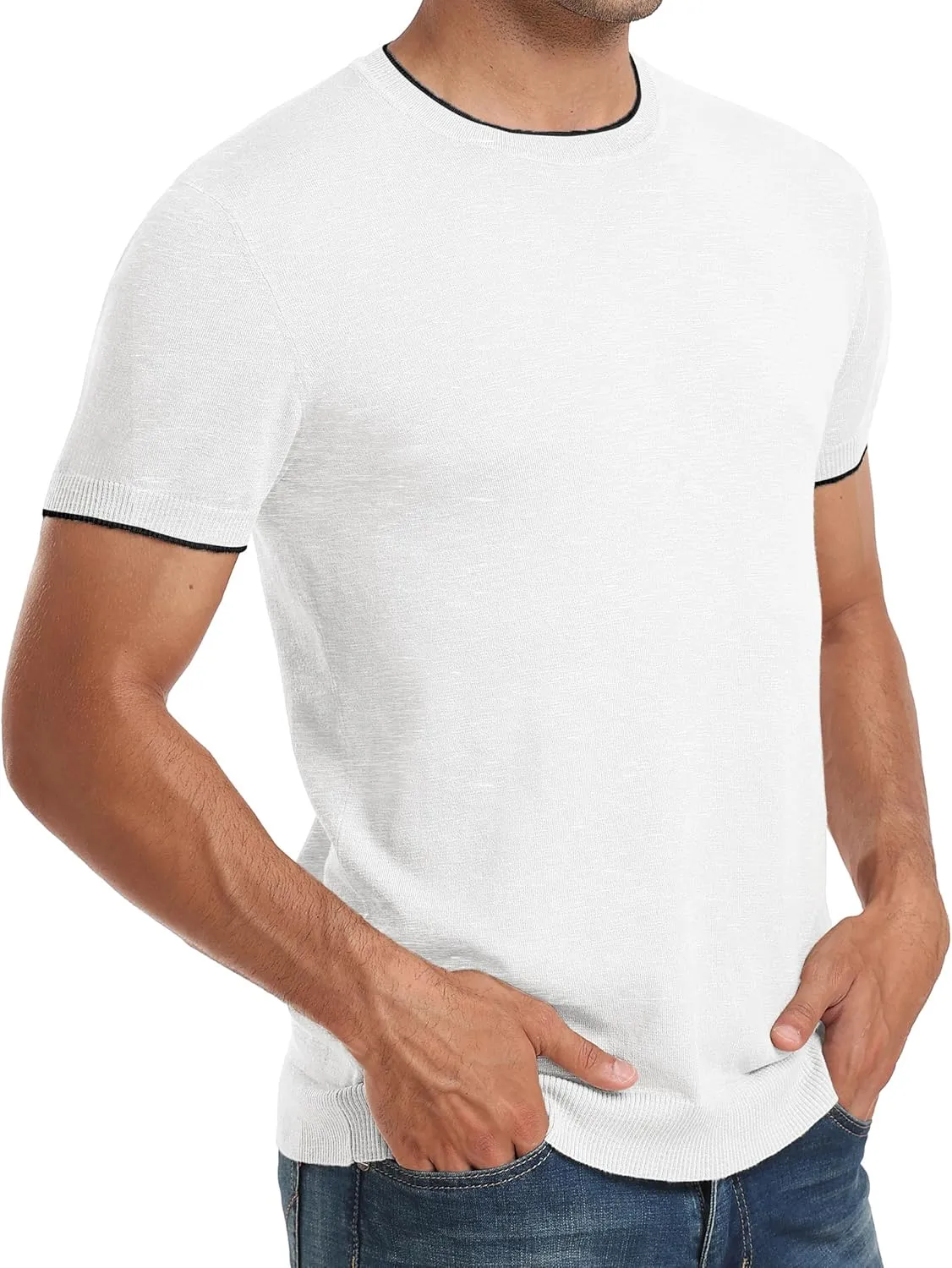Sailwind Mens Short Sleeve Crew Neck Contrast Trim Knit T-Shirt