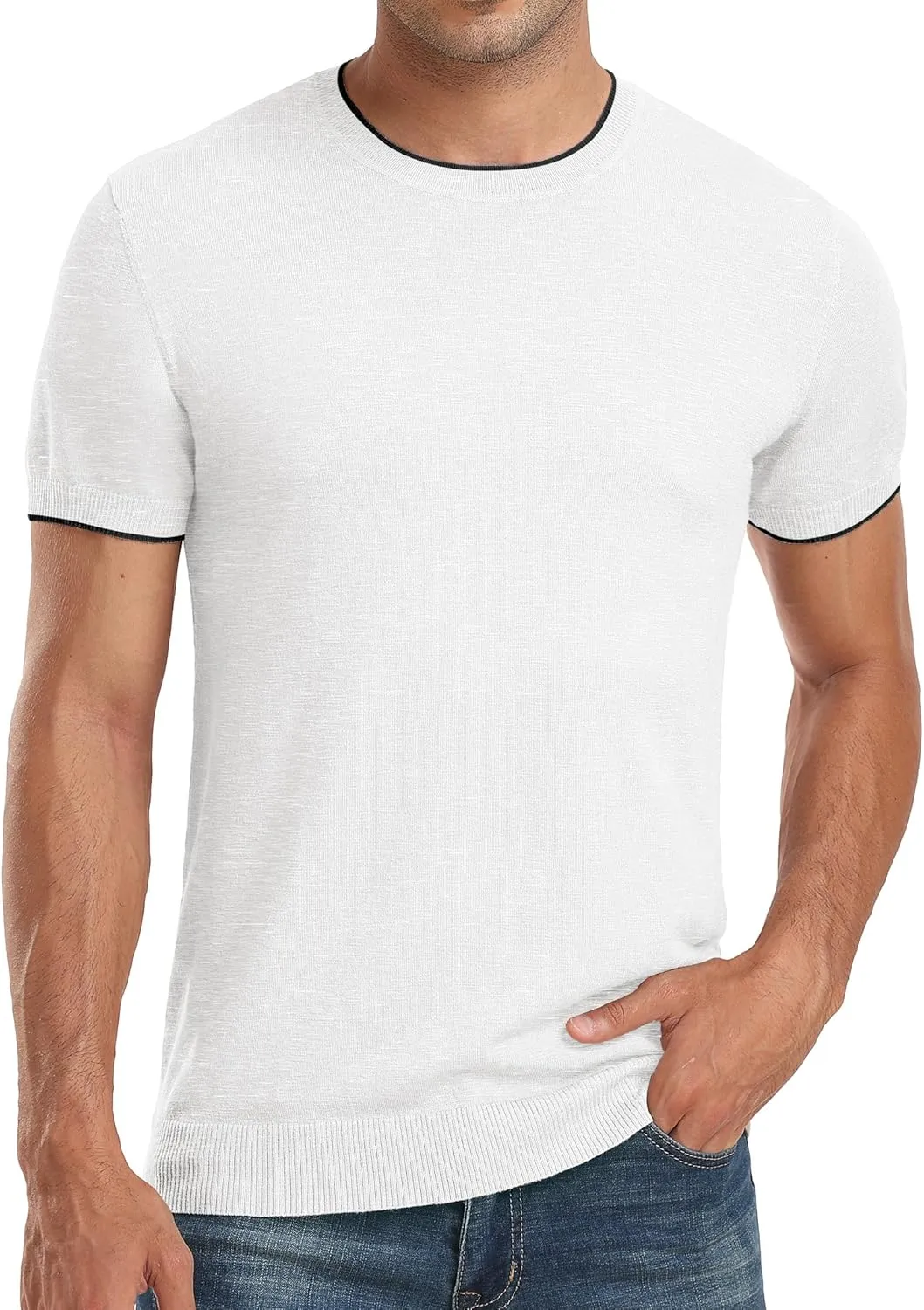 Sailwind Mens Short Sleeve Crew Neck Contrast Trim Knit T-Shirt