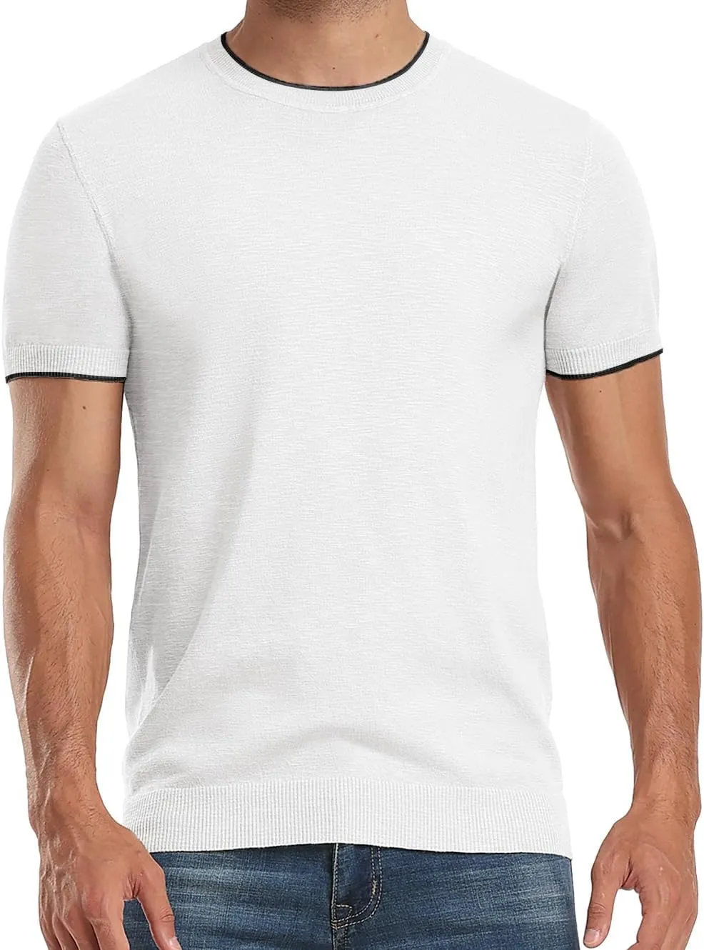 Sailwind Mens Short Sleeve Crew Neck Contrast Trim Knit T-Shirt
