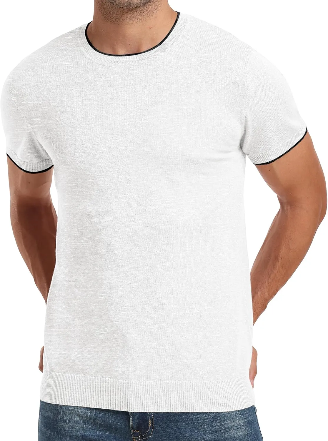 Sailwind Mens Short Sleeve Crew Neck Contrast Trim Knit T-Shirt