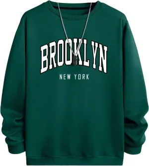 SHENHE Men's Oversized Crew Neck Graphic Letter Long Sleeve Sweatshirt Pullover Top