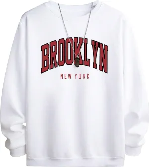 SHENHE Men's Oversized Crew Neck Graphic Letter Long Sleeve Sweatshirt Pullover Top