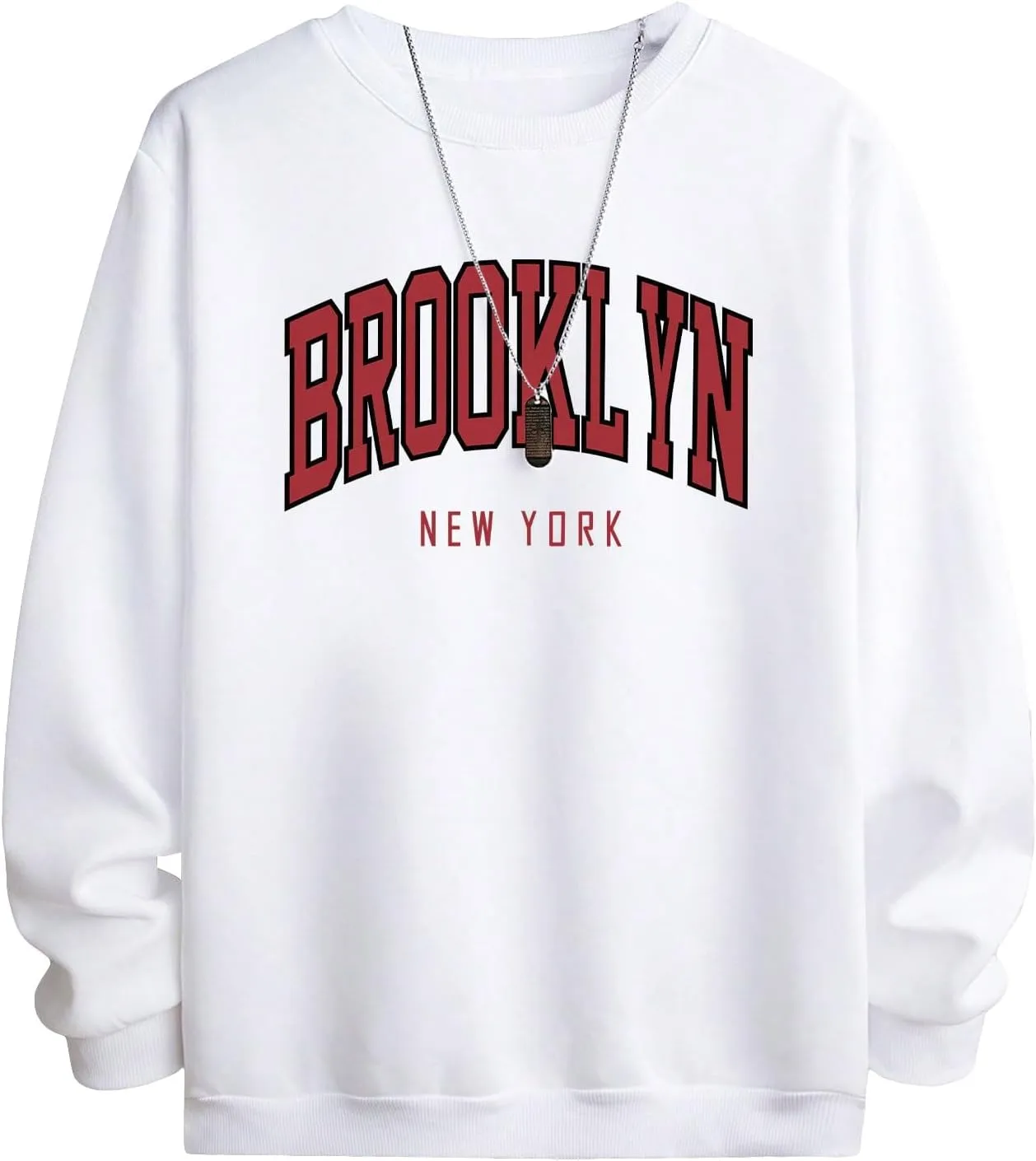 SHENHE Men's Oversized Crew Neck Graphic Letter Long Sleeve Sweatshirt Pullover Top