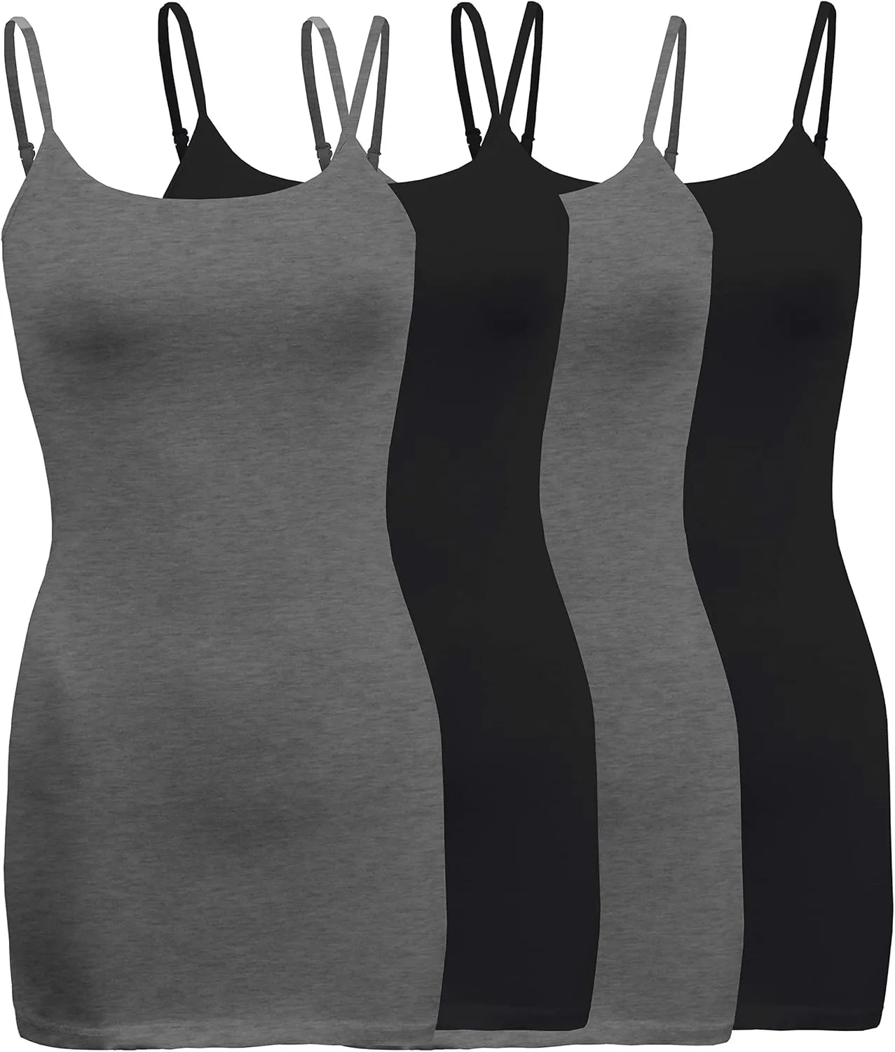 ShezPretty 4 Pack - Women's Basic Cami with Adjustable Spaghetti Straps Tank Top