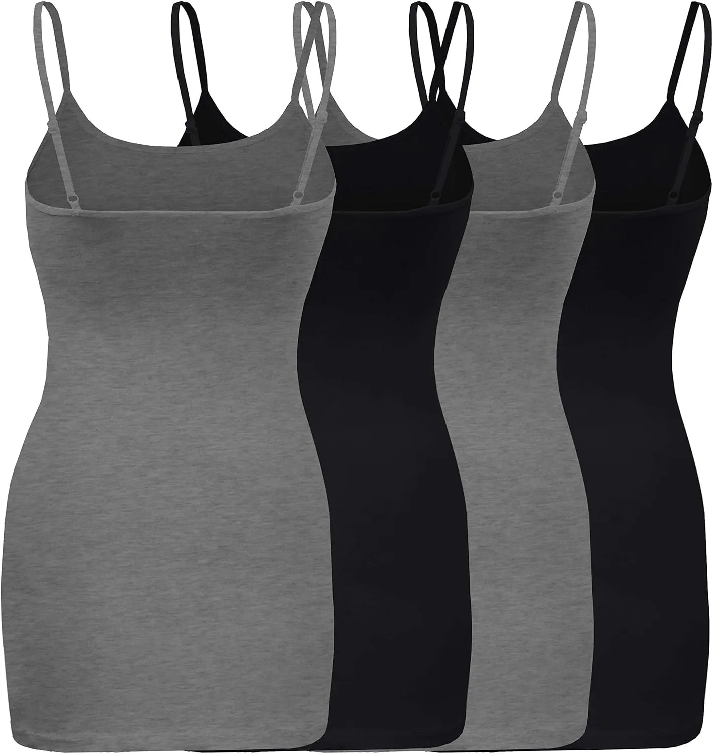 ShezPretty 4 Pack - Women's Basic Cami with Adjustable Spaghetti Straps Tank Top