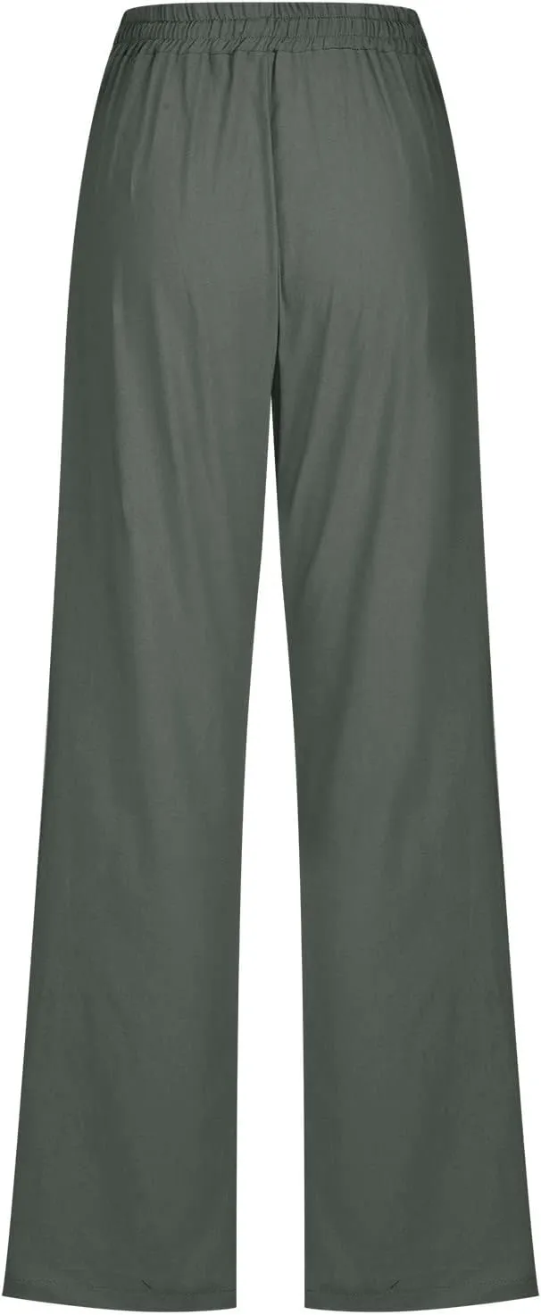 SMIDOW Sweatpants Women 2023 Casual Loose Drawstring Elastic High Waist Comfy Trousers Straight Leg Long Lounge Pant