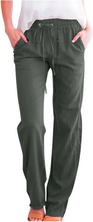 SMIDOW Sweatpants Women 2023 Casual Loose Drawstring Elastic High Waist Comfy Trousers Straight Leg Long Lounge Pant